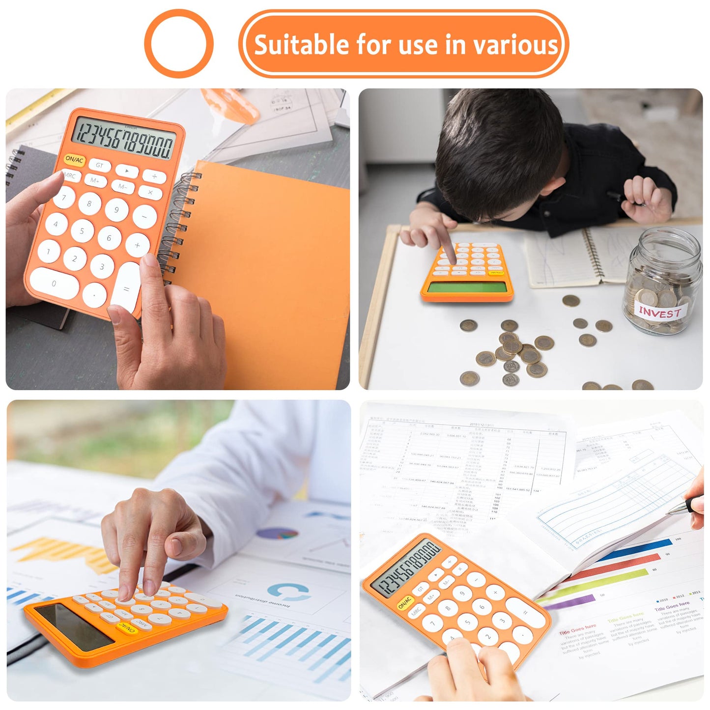 VEWINGL Standard Calculator, 12 Digit Large Display Desktop Calculator with Big Buttons for Office, School, Home & Business