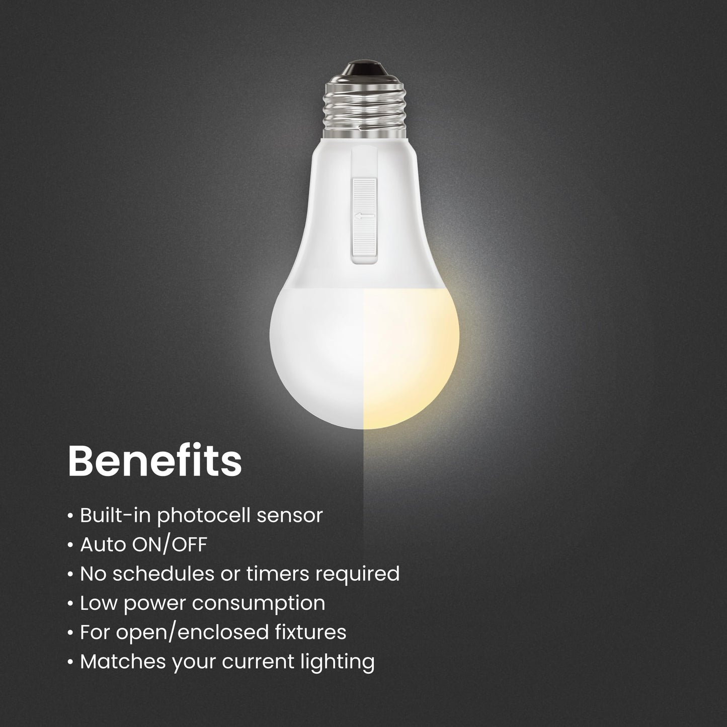 Feit Electric A21 LED Dusk-to-Dawn Light Bulb, 100W Eq, 5CCT, E26 Base