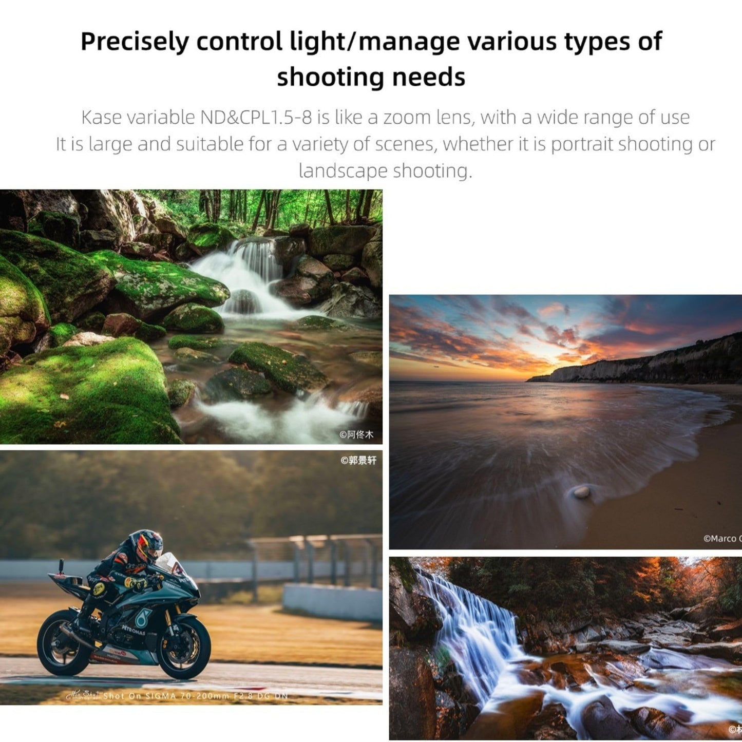 Kase 82mm Variable ND 1.5-8 Stops + CPL 2 in 1 SLR Camera Lens Filter, ND3 to ND236 Adjustable Multicoated Neutral Density and Circular Polarizing
