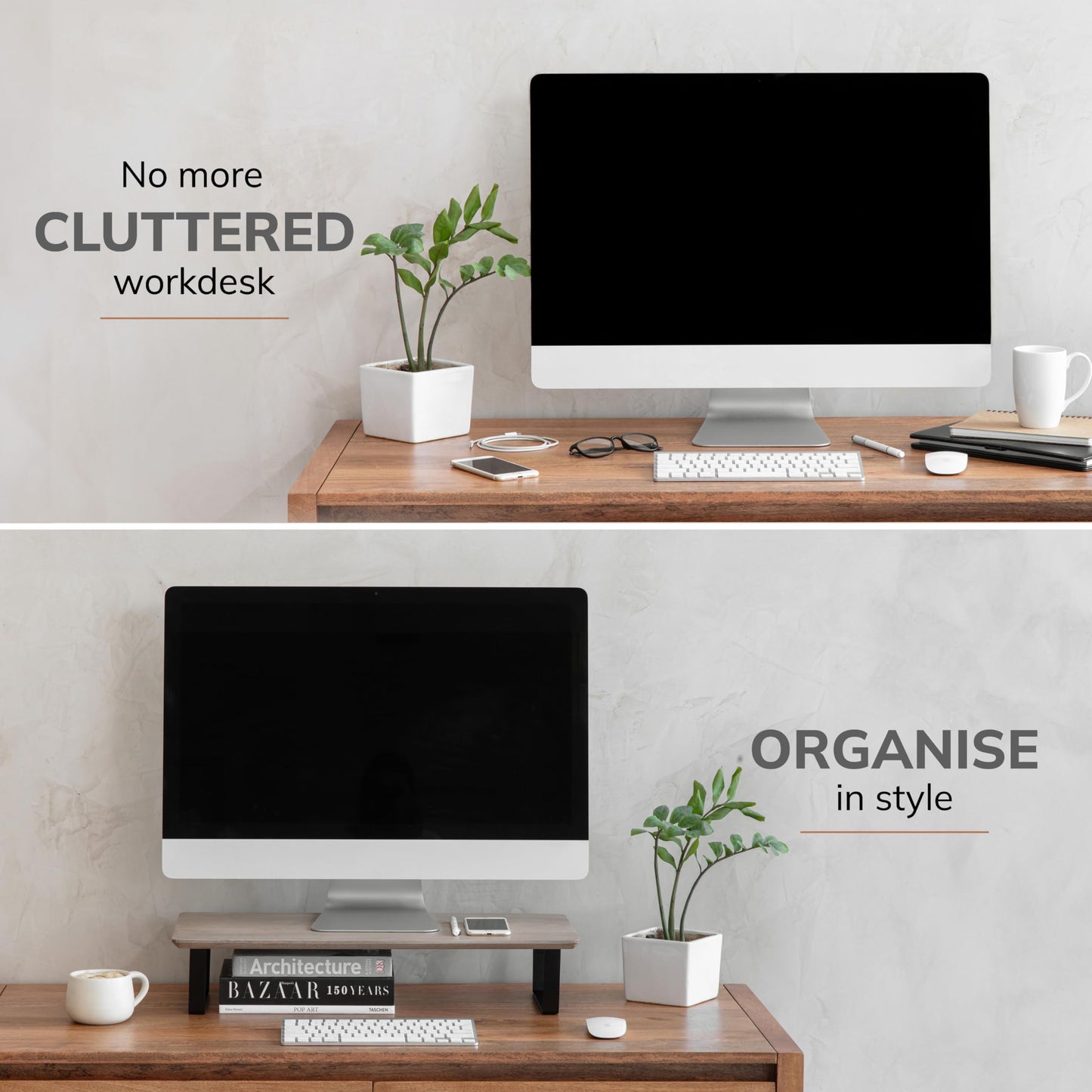 Anji Mountain Monitor Stand - Desktop Organizer & Laptop Riser, Ergonomic Monitor Riser, Space-Saving Monitor Stand for Desk, Durable Construction