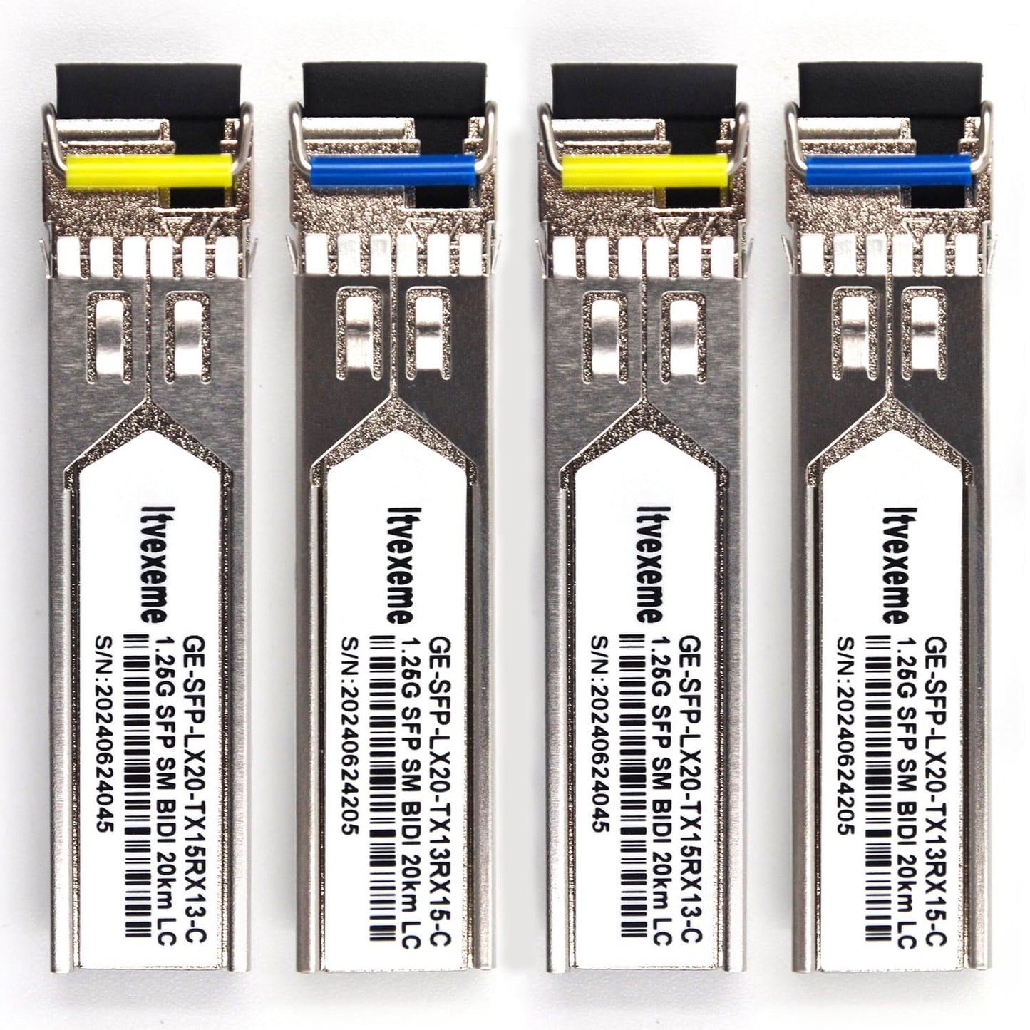 2 Pairs 1.25G BIDI SFP Network Transceiver Module, 1.25 Gigabit Single Mode, LX SM 1310nm 1550nm 20km, Single Fiber Interface for Router, Network