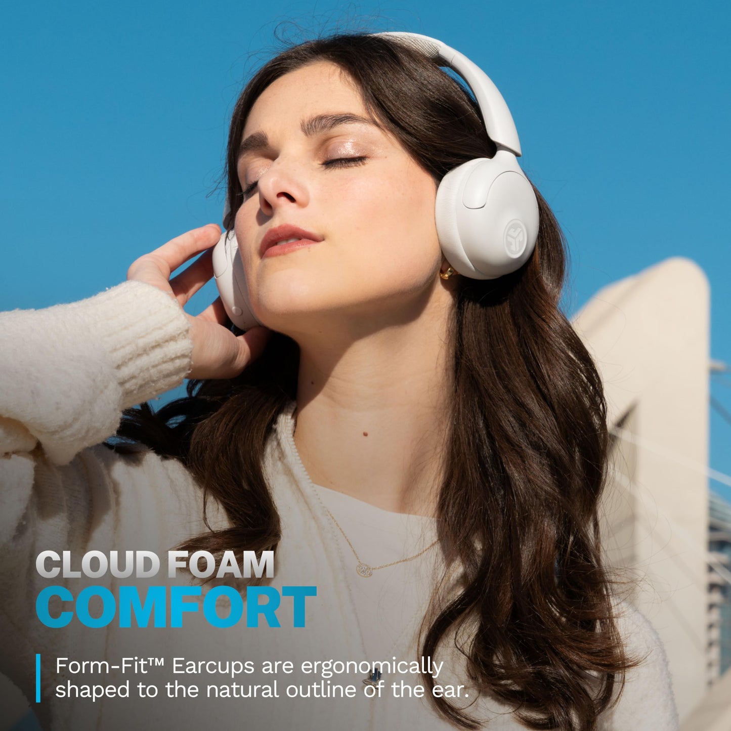 JLab, Go Lux ANC, On Ear Headphones, Active Noise Cancelling, Bluetooth MultIPoint, Cloud White