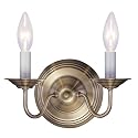 Livex Lighting 5018-01 Williamsburgh 2-Light Wall Sconce, Antique Brass