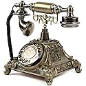 CNCEST Retro Vintage Telephone, Resin Imitation Copper Vintage Style Rotary Retro European Antique Handset Rotary Dial Phone Home and Office Telephone