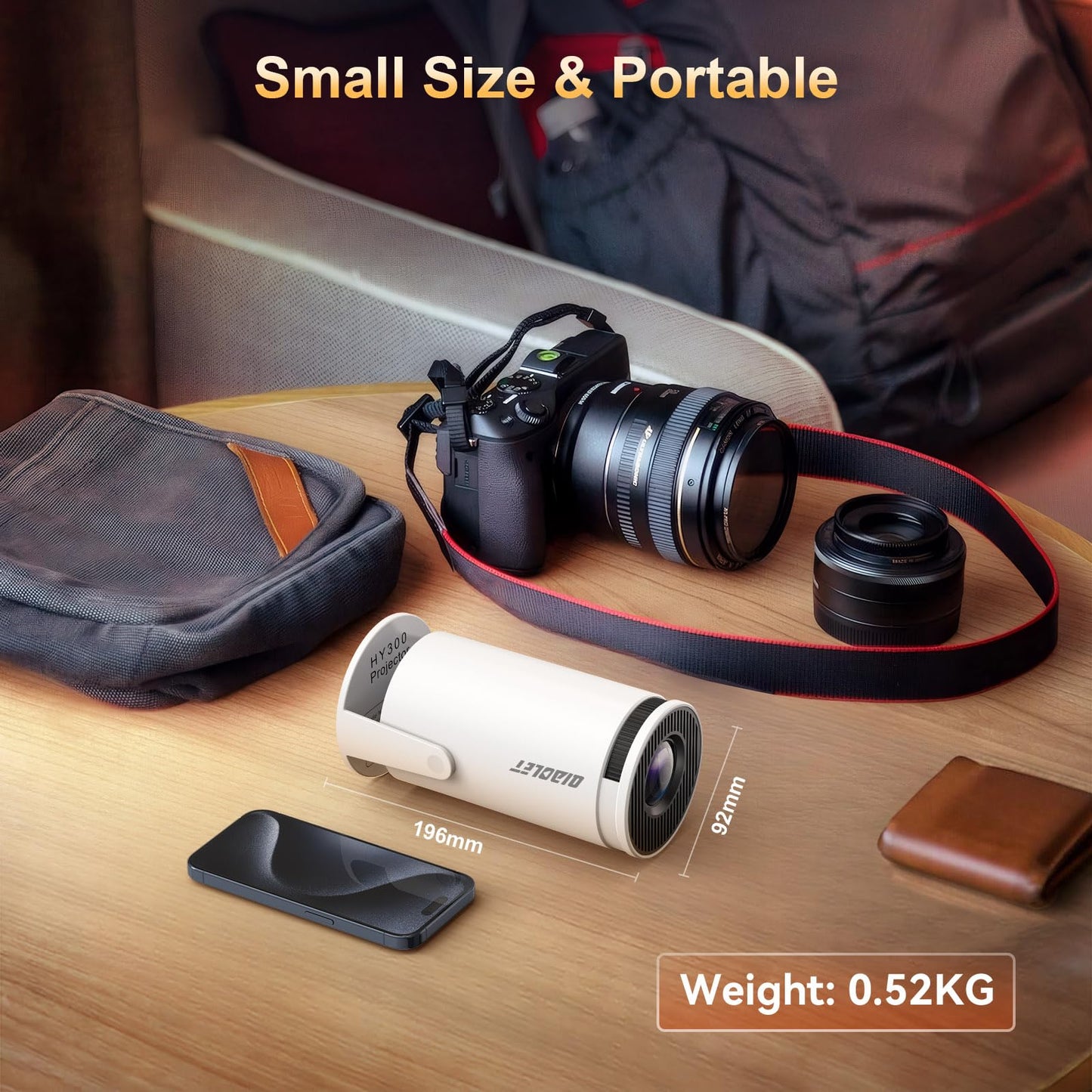 Mini Projector with Latest Android 13 - Portable Projector with WiFi 6 Bluetooth 5.2: Built-in Apps, 4K/1080P Support, Auto Keystone, 180° Rotatable