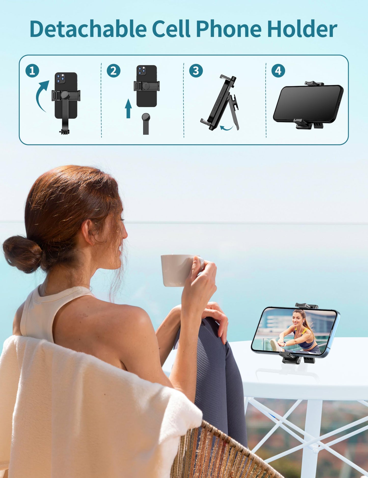 Selfie Stick, 41'' Extendable Phone Tripod Stand with Phone Holder & Detachable Remote, 360° Rotation Selfie Stick Tripod for Cell Phone Compatible