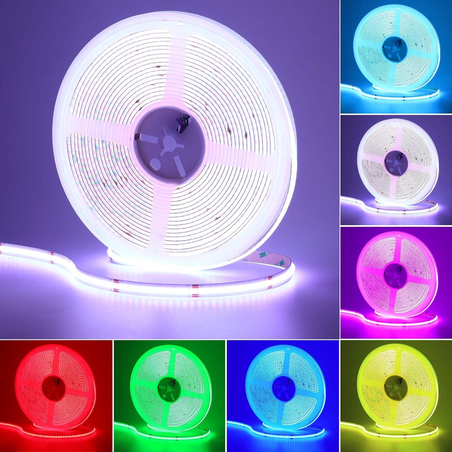 GOMING 24V 32.8ft/10M RGB COB LED Strip Light 576LEDs/M Flexible High Brightness 14W/M Uniform Glow IP20 No Waterproof LED Tape Lights for Bedroom