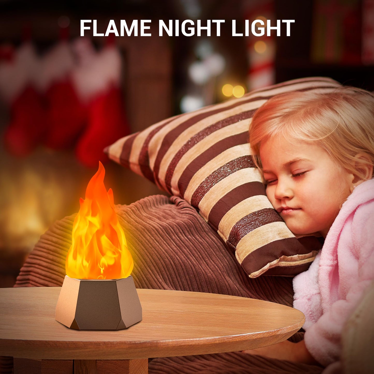 Ollcuz Fake Fire Lamp, USB Rechargeable Flameless Candles with Flickering Flame, 3-Mode LED Flame Light for Outdoor Camping Holiday Halloween
