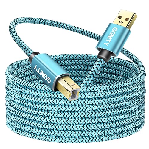 GGMTY 15ft USB Printer Cable - Type A Male to B Male, Compatible with HP, Canon, Dell, Epson, Xerox and More
