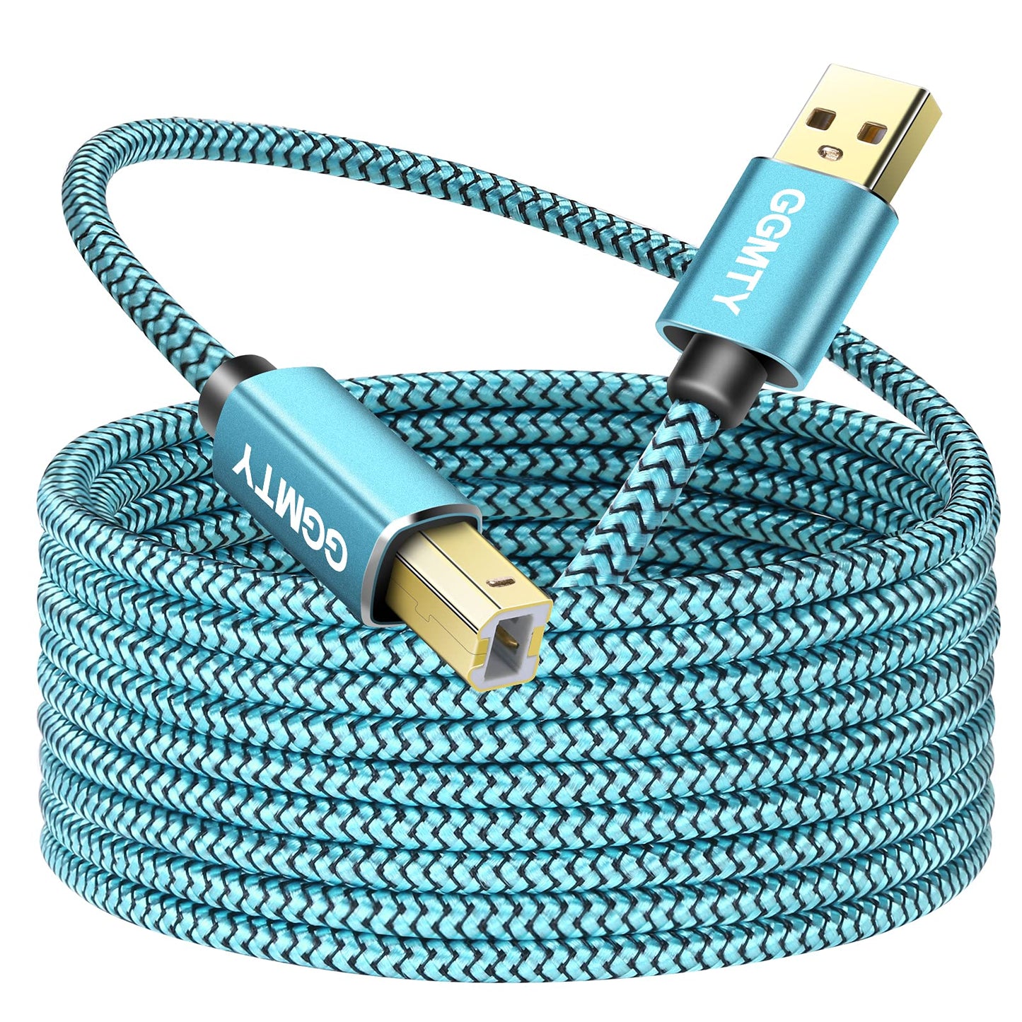 GGMTY 15ft USB Printer Cable - Type A Male to B Male, Compatible with HP, Canon, Dell, Epson, Xerox and More