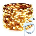 RUICHEN Copper Wire 66 Ft 200 LED USB Fairy String Lights with On/Off Switch, Warm White