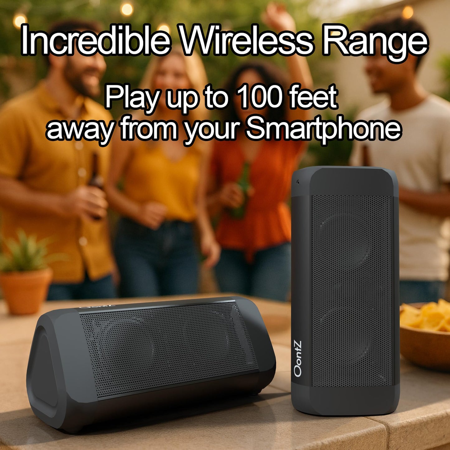 OontZ Angle 3 Ultra - Portable Bluetooth Speaker, 14 Watts, Bigger Bass, Hi-Quality Sound, 100 Ft Wireless Range, Play Two Speakers Together, IPX7