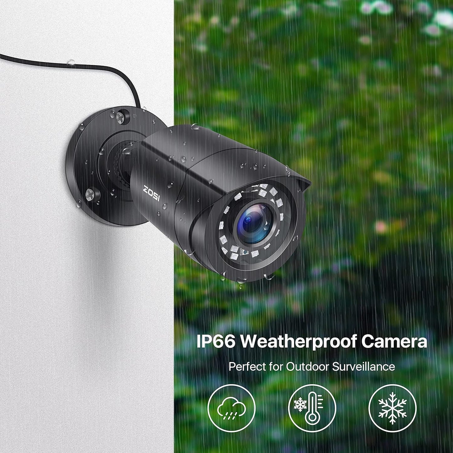ZOSI 2 Pack 1080P 2MP HD TVI Bullet Security Cameras for Outdoor Indoor Surveillance,80ft Night Vision,Weatherproof,Compatibility with 720P,1080P,5MP