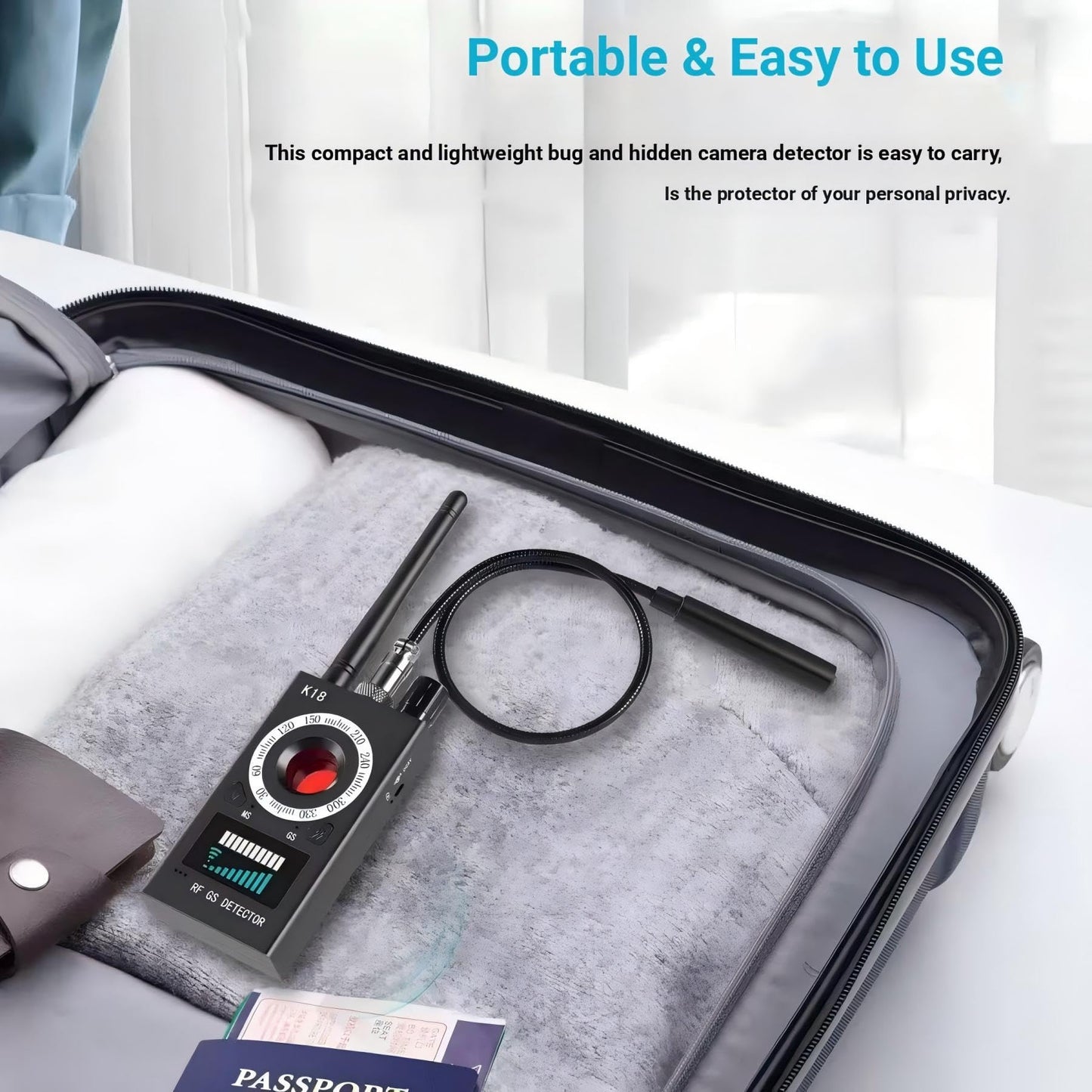 Hidden Camera Detector, GPS Tracker, and Infrared Camera Three in one Anti spy Detector for Easy Portability. Suitable for Hidden Device detectors