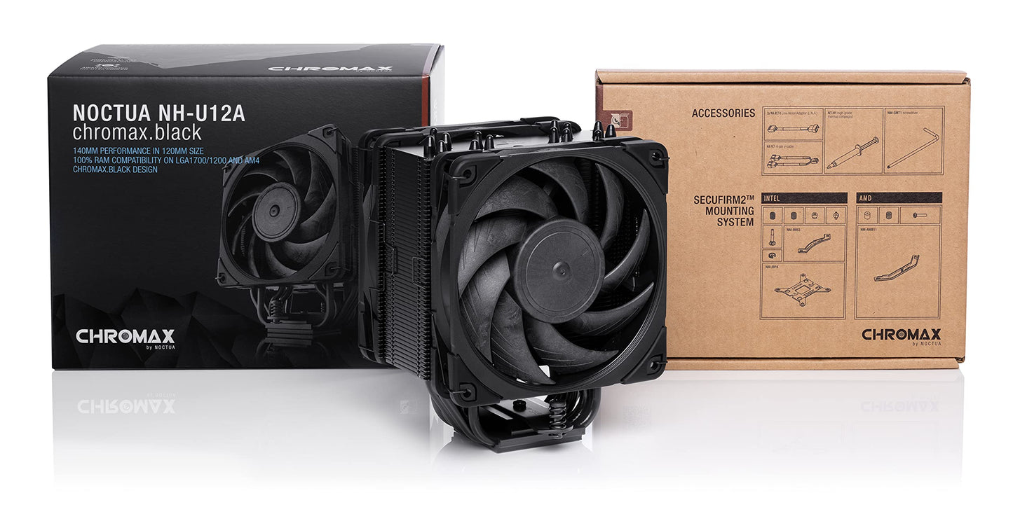 Noctua NH-U12A chromax.Black, 120mm Single-Tower CPU Cooler (Black)