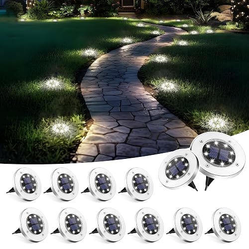 SOLPEX Solar Lights Outdoor Waterproof, 12 Pack Solar Ground Lights, Solar Garden Lights Landscape Lighting for Pathway Driveway Patio Backyard