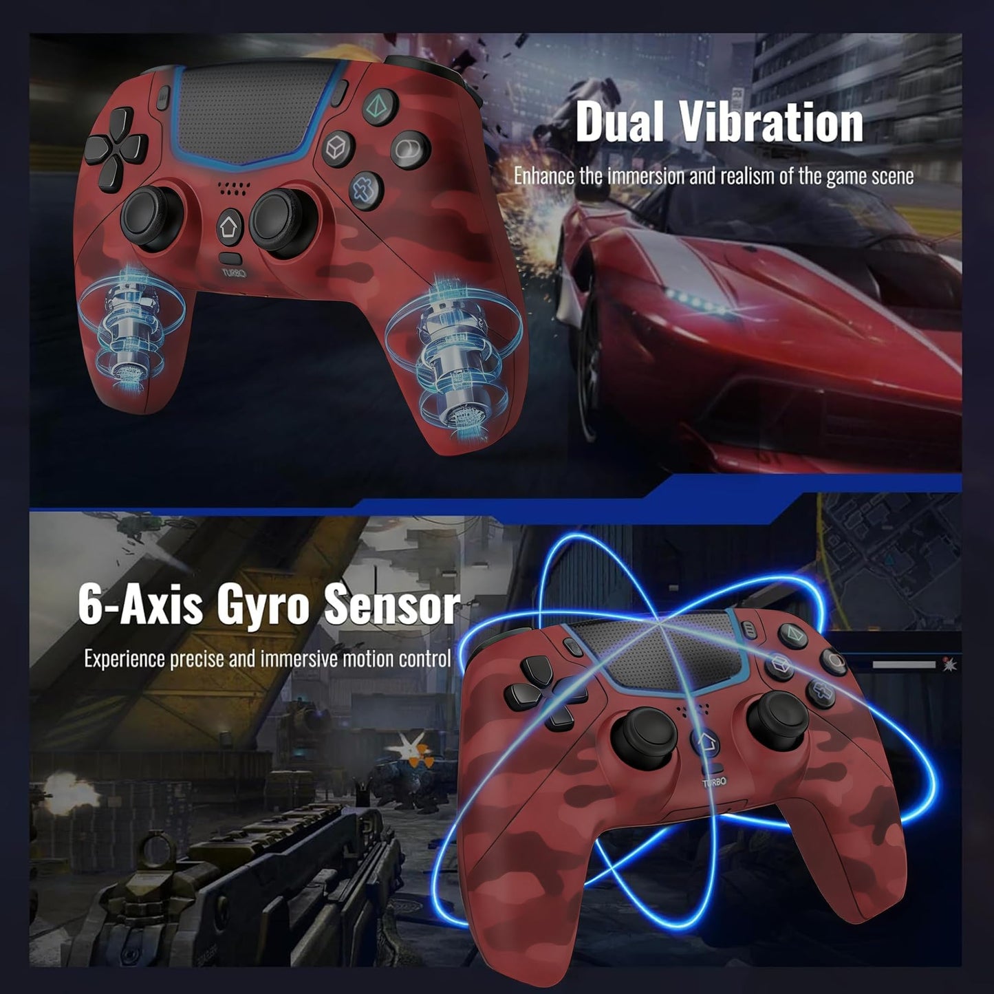 Linhugame Wireless Controller for PS5, Compatible With PS5/Pro/Slim/PC, Bluetooth Gaming Controller with Hall Joysticks/LED Channel Light/Turbo/6-Axis