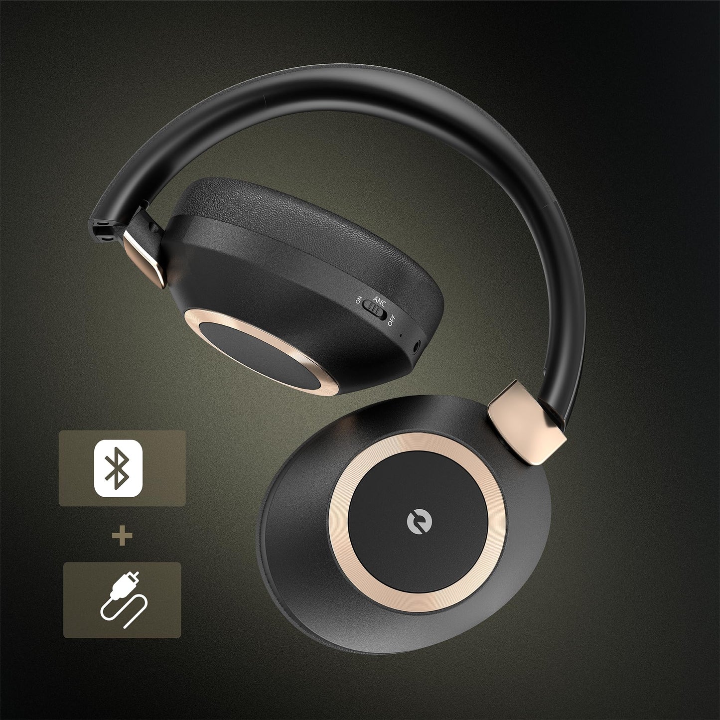 EAORUL Active Noise Cancelling Headphones, 100H Playtime Headphones Wireless Bluetooth, Bluetooth Headphone with Mic, Over Ear Wireless Headphone…