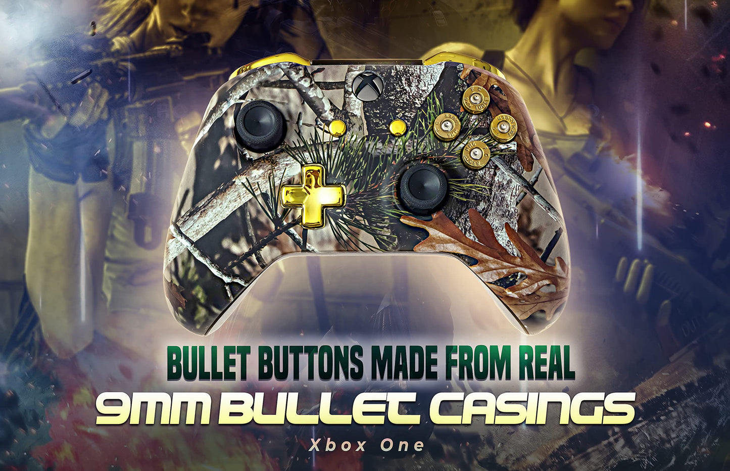 Controller Bullet Buttons for Xbox One Series X S - Made With Real 9MM Spent Bullet Casings - Includes Tools
