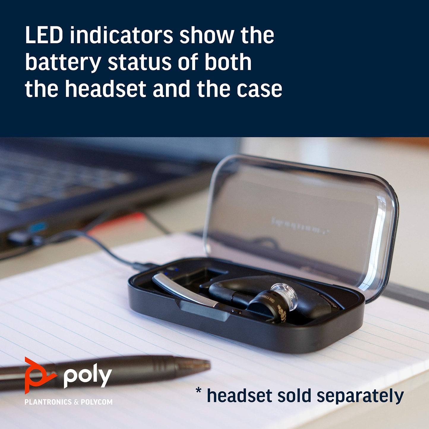 Poly (Plantronics + Polycom) Voyager Legend Portable Charge Case - Headset Case Charger, black