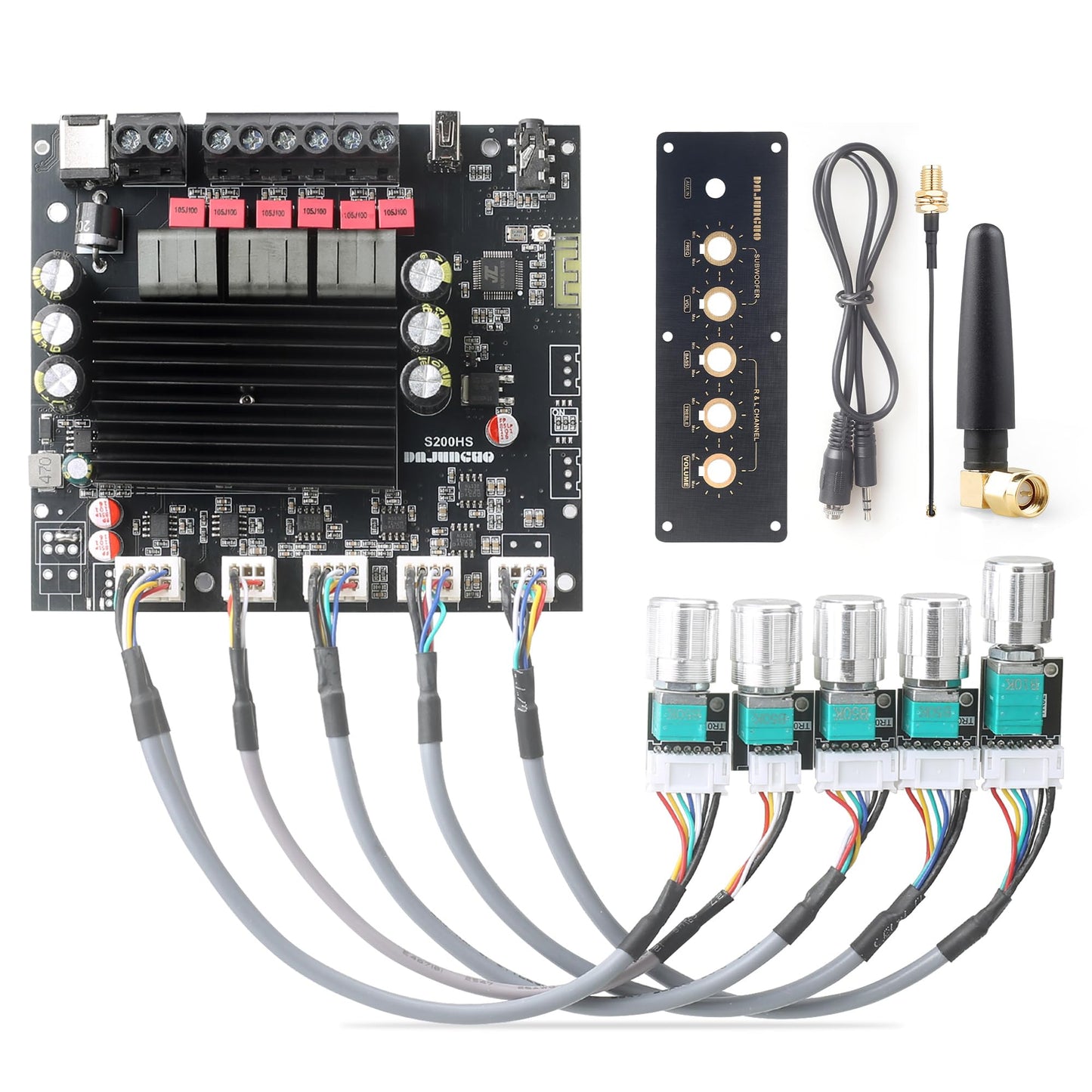 100W+100W+200W Power Amplifier Board, TPA3221 Chip with Bluetooth?AUX and USB Inputs, 2.1 Channel Audio Power Amplifier (S200HS-W)