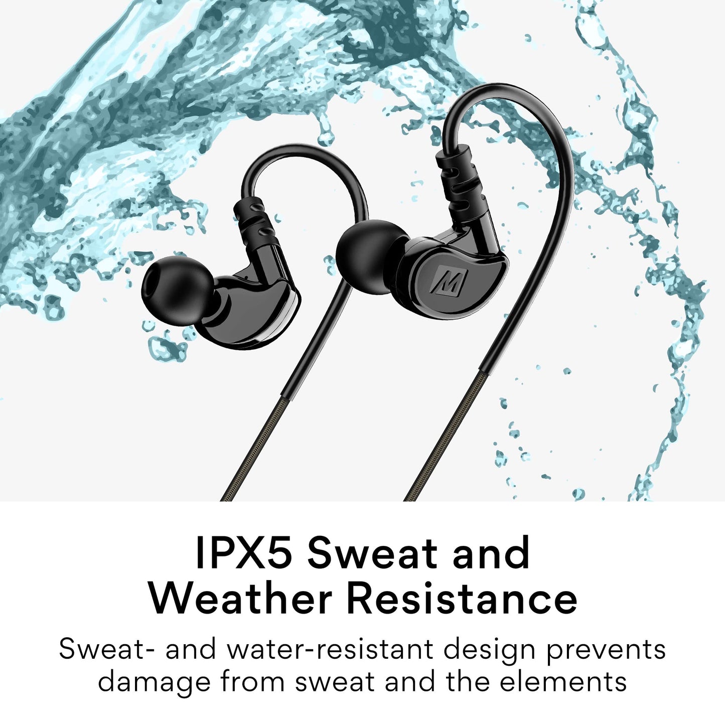 MEE Audio M6 Sport Wired Earbuds, in Ear Headphones, 3-Button Remote, Sweatproof Earphones for Running/Gym/Workouts with Memory Wire Earhooks, Headset