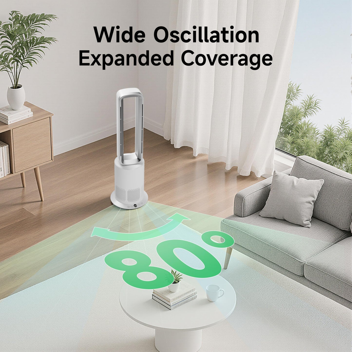 Xcity TP09Pro Bladeless Tower Fan, 3-in-1 Air Purifier, Space Heater & Cooling Fan, Remote Control, HEPA H13 Filtration for Bedroom & Home Office