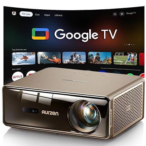 Aurzen EAZZE D1 MAX Upgraded Google TV Smart Projector 4K Supported, Ultra-Bright 1000 ANSI Lumens, MEMC Tech, Fully Automatics, 20W DoIby Audio, Home