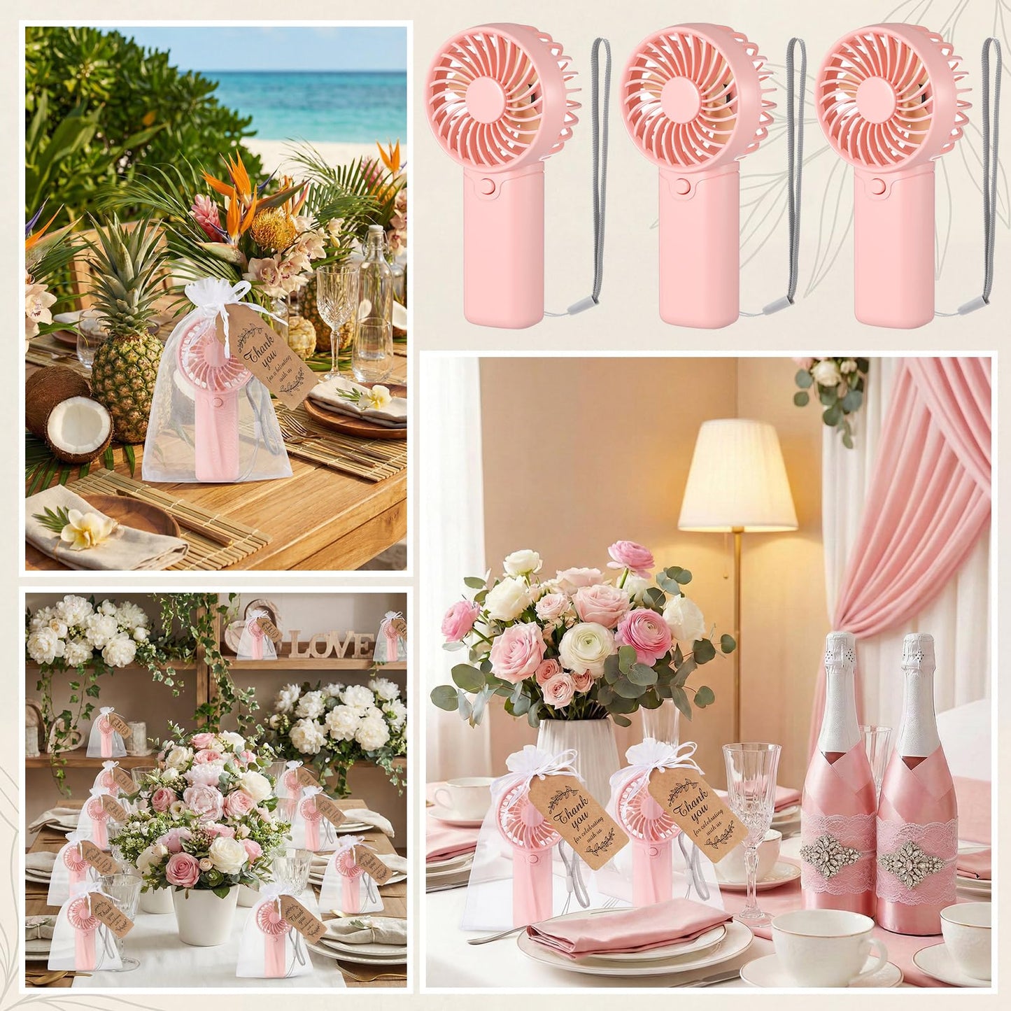 Mudder 36 Set Mini Handheld Fans Bulk, Folding for Wedding Gifts,Pink