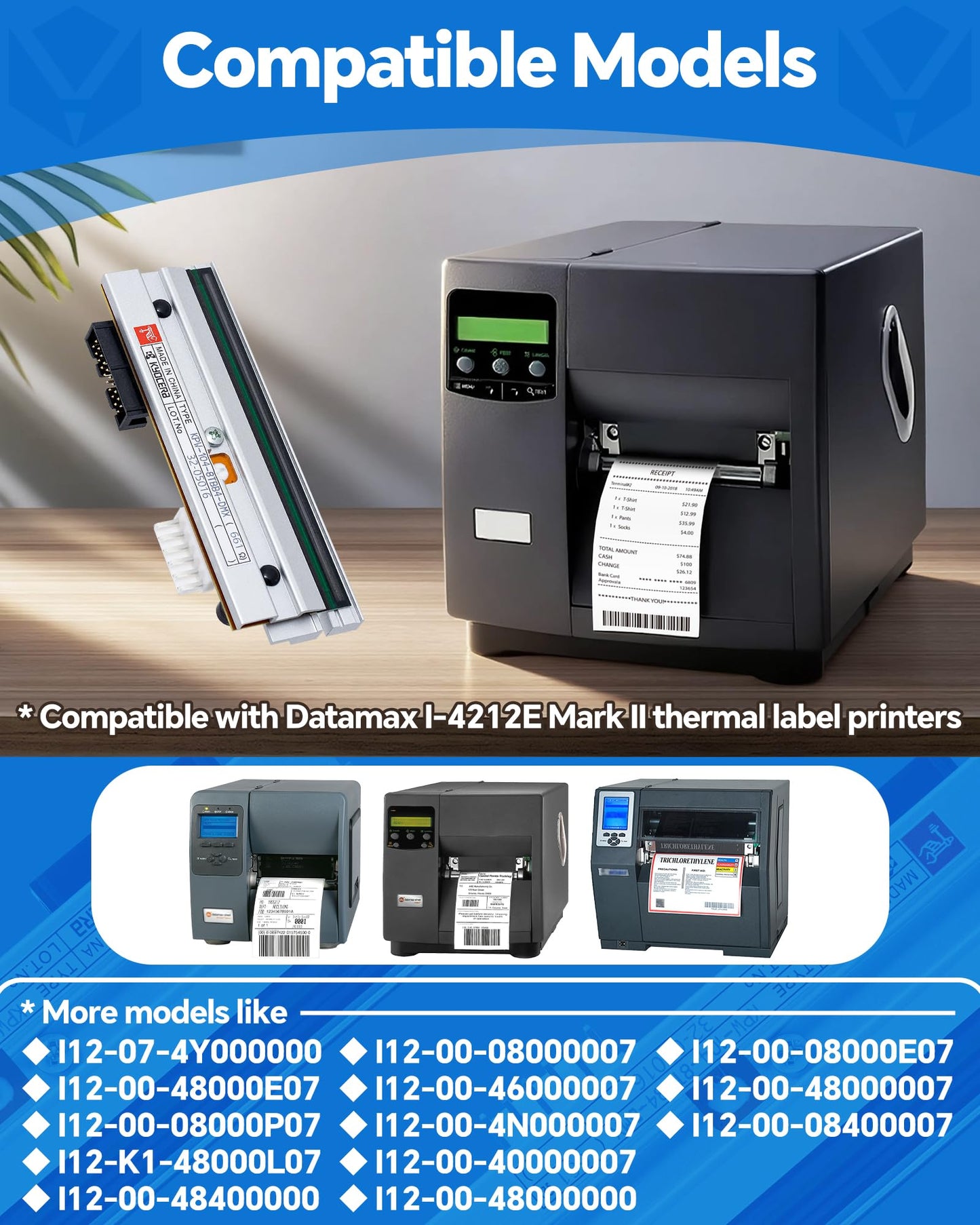 PHD20-2278-01 Genuine Printhead for Datamax I-4212E Mark II, New OEM Print Head Replacement for Datamax-O'Neil Barcode Thermal Label Printer 203dpi