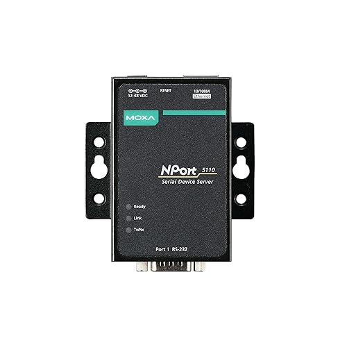 MOXA NPort 5110-1 Port Serial Device Server, 10/100 Ethernet, RS232, DB9 Male