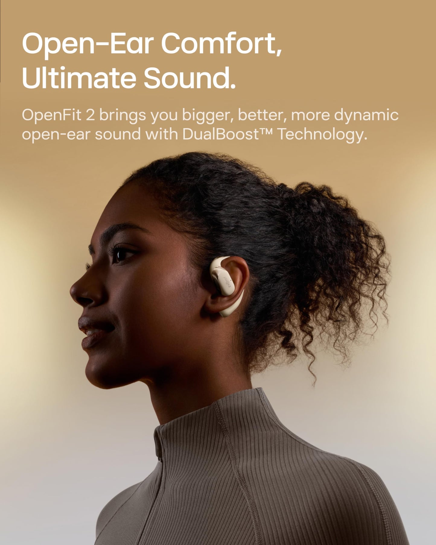 SHOKZ OpenFit 2 Open-Ear Earhook Bluetooth Earbuds, White,48H Playtime