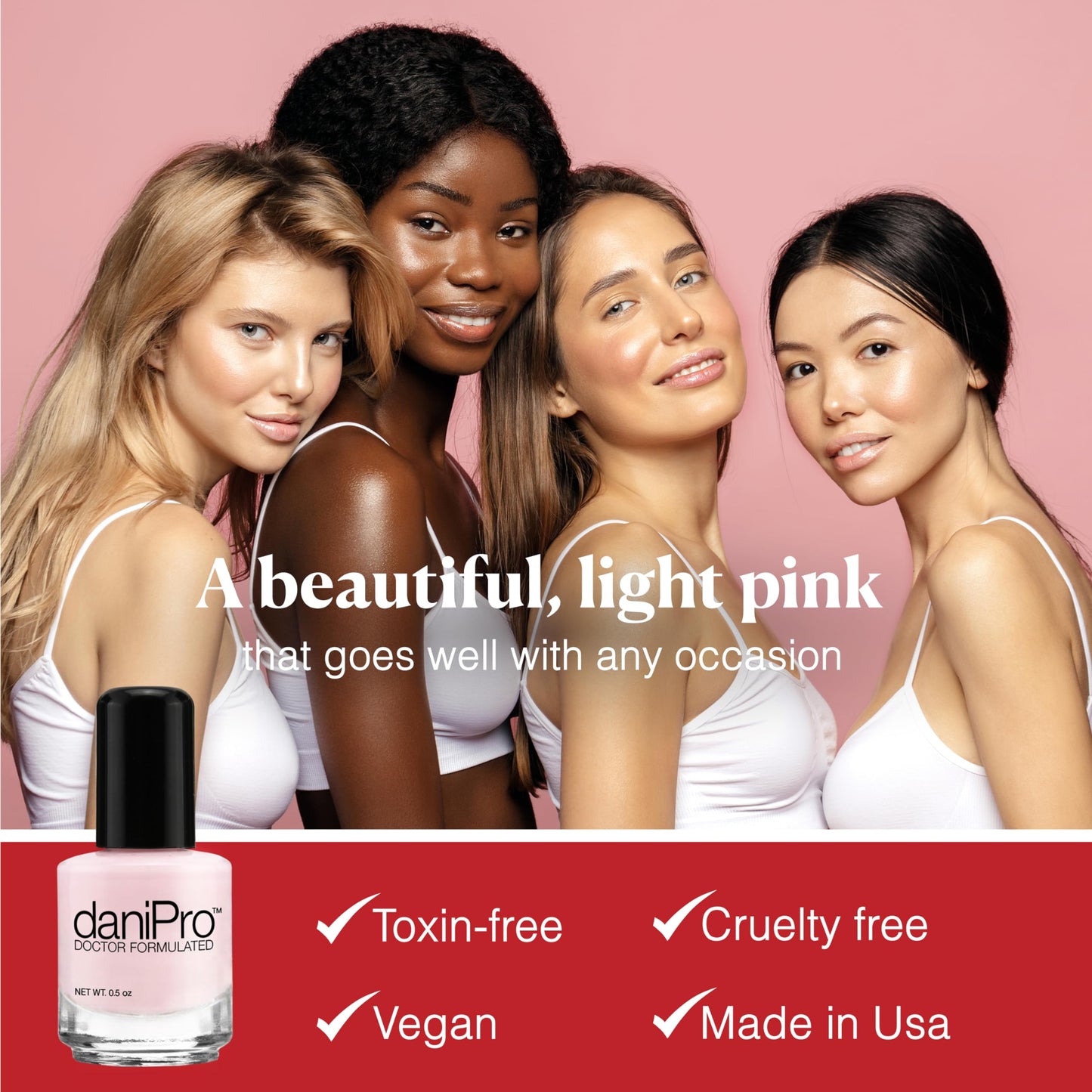 daniPro Love Is All Pink Nail Polish – Doctor Formulated Fingernail & Toenail Polish with Undecylenic Acid, Biotin & Vitamins, 0.5oz, Vegan, USA Made