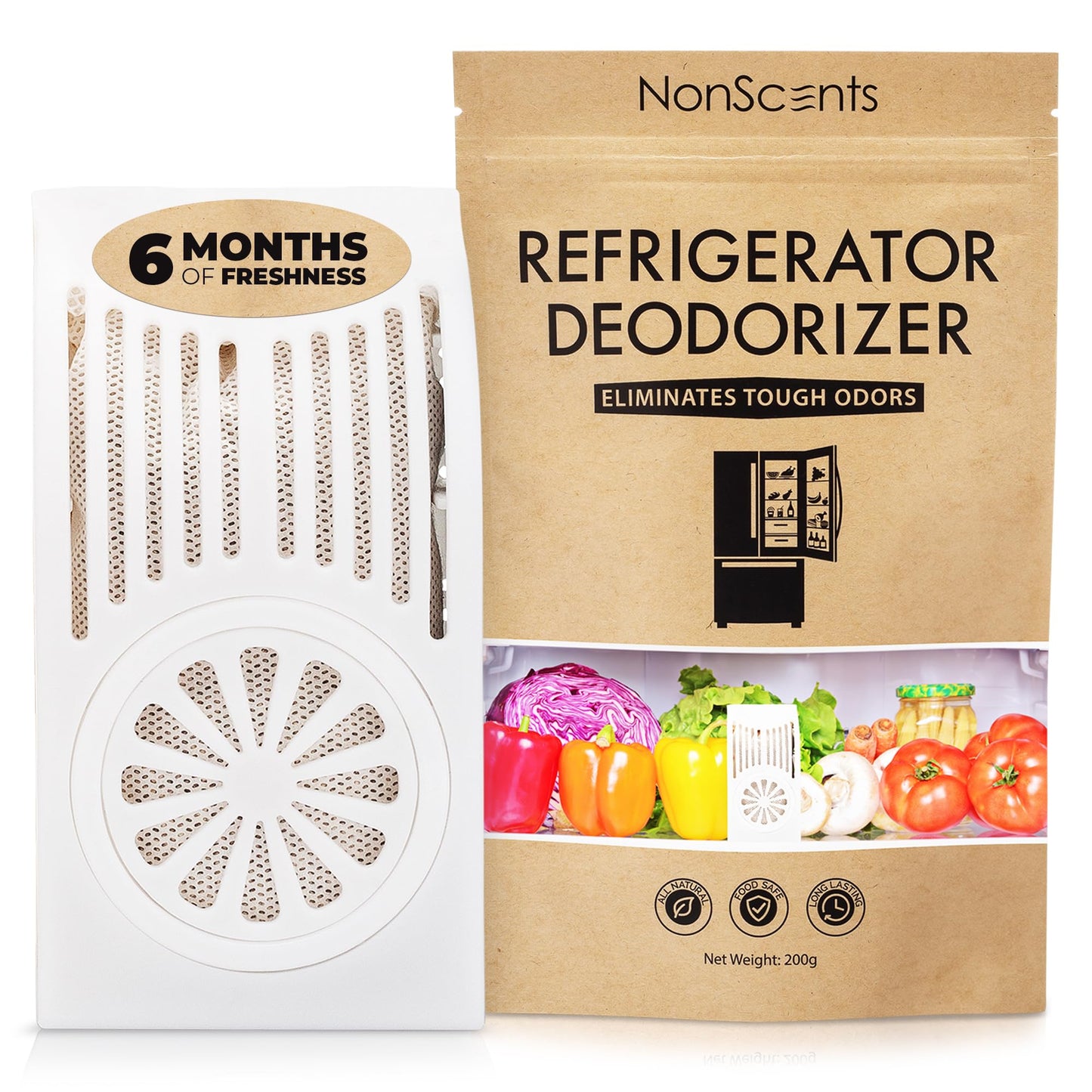 Nonscents Refrigerator Deodorizer - Odor Eliminator - 1 Count