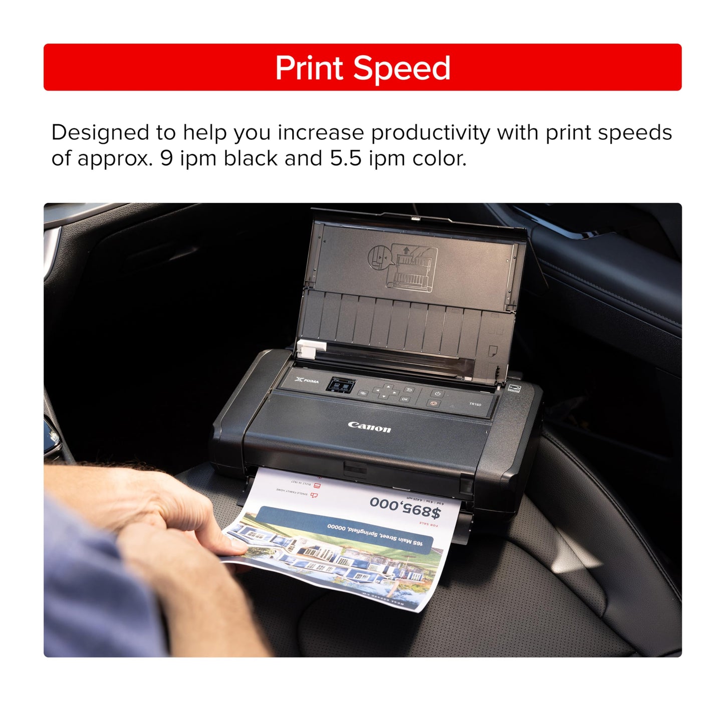 Canon PIXMA TR160 Wireless Portable Lightweight Compact Printer, 50-Sheet Paper Tray and 1.44" Display - Print On-The-Go