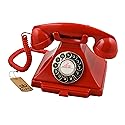 GPO Carrington Classic Retro Push-Button Phone - Pull-Out Tray, Traditional Bell Ring Tone - Red