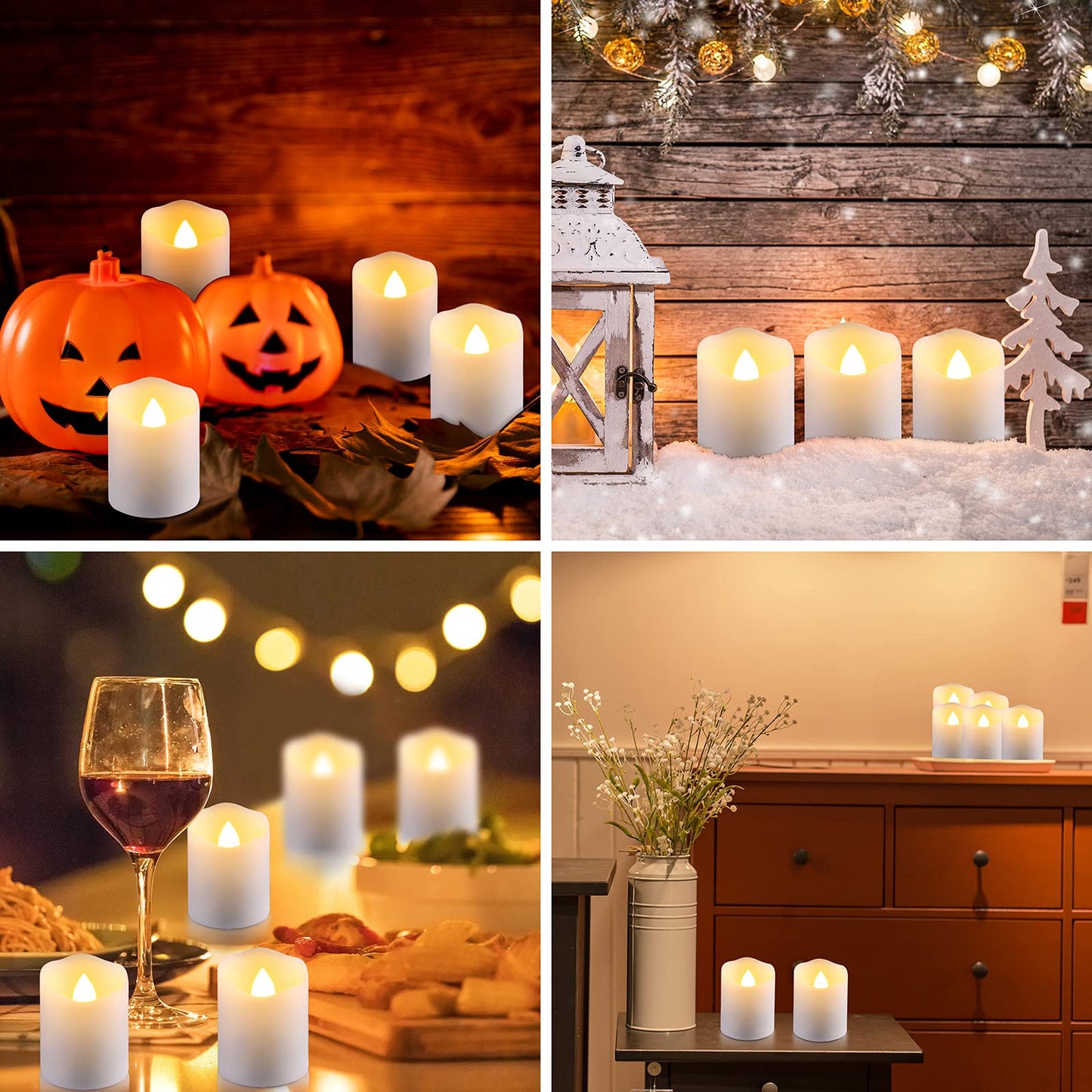 MIXALY 6 Pack 1.8”H Rechargeable LED Votive Tea Lights with Remote Timer - More Realistic Flickering Halloween Tealight Candles Warm White - Ideal