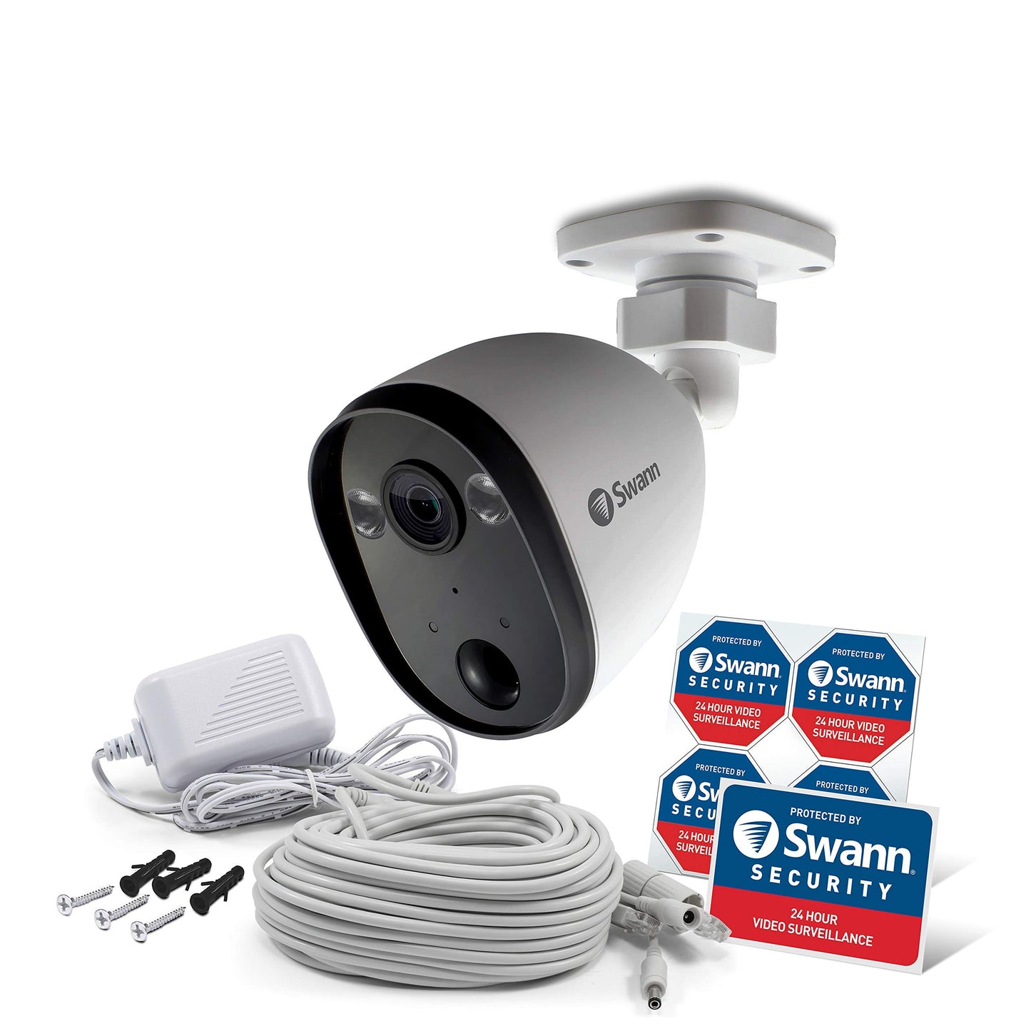 Swann Outdoor Home Security Camera, Spotlight, Weatherproof, Color Night Vision, Heat & Motion Sensor Light, 2-Way Talk and Siren, SWIFI-SPOTCAM-GL
