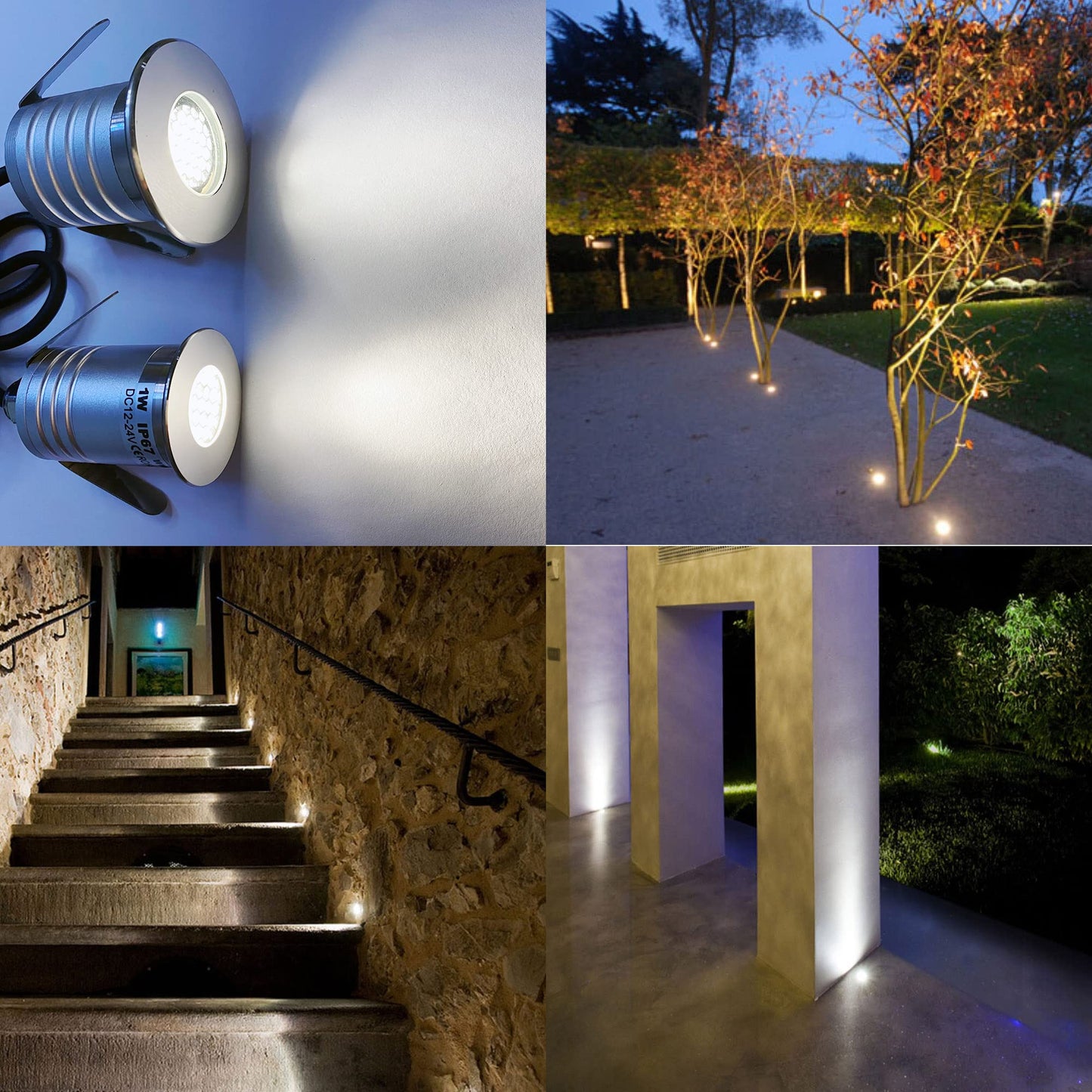 CNBRIGHTER LED In-Ground Well Lights Anti-Glare,1W 12V-24V DC, IP67 Waterproof Recessed Lamp,Buried Underground Outdoor Landscape Lighting,Warm White