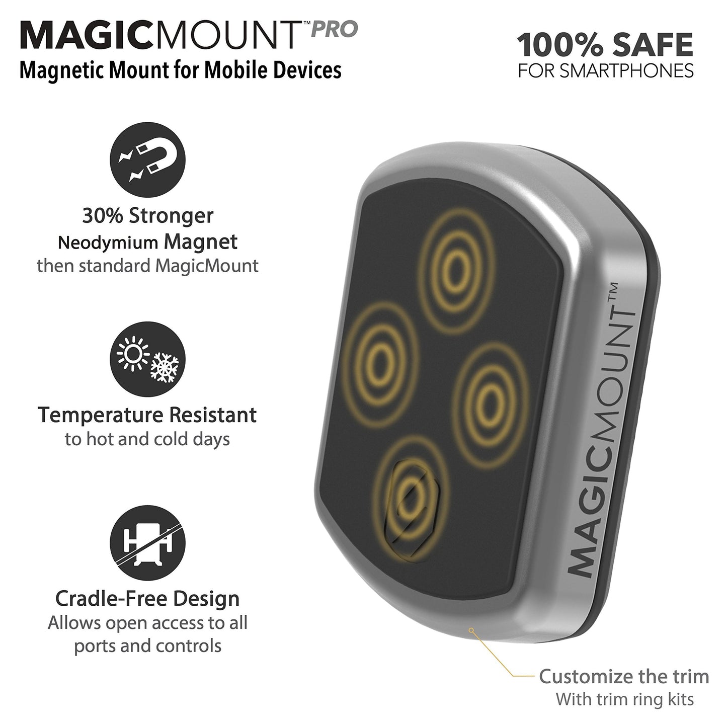 Scosche MPD2PK-UB MagicMount Pro Magnetic Car Phone Holder - Strong Magnet Mount for iPhone and Android - Secure Magnetic Mount for Car - Universal