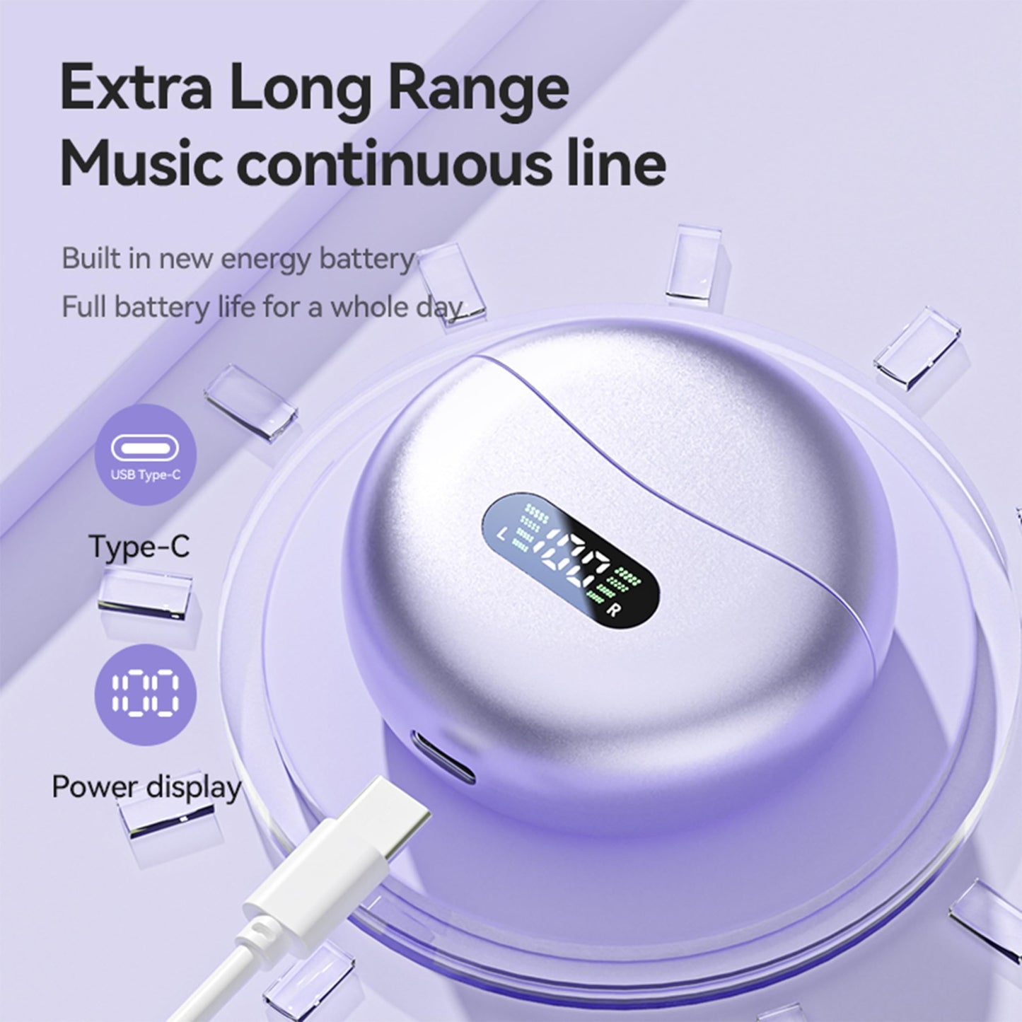 MAcnas Open Ear Clip Headphones Wireless Earbuds Bluetooth 5.4 Sports Earphones Wireless Charging Case & LED Power Display Waterproof Fitness