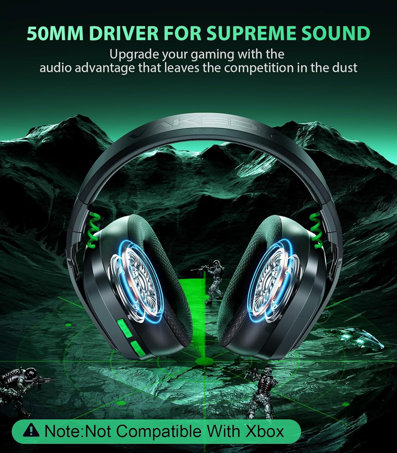 Vakedy HW11 Wireless Gaming Headset for PS5,PS4,PS4 Pro, Switch,Mac,Bluetooth 5.3 Gaming Headphones with Noise Canceling Mic,Gamer Headphones