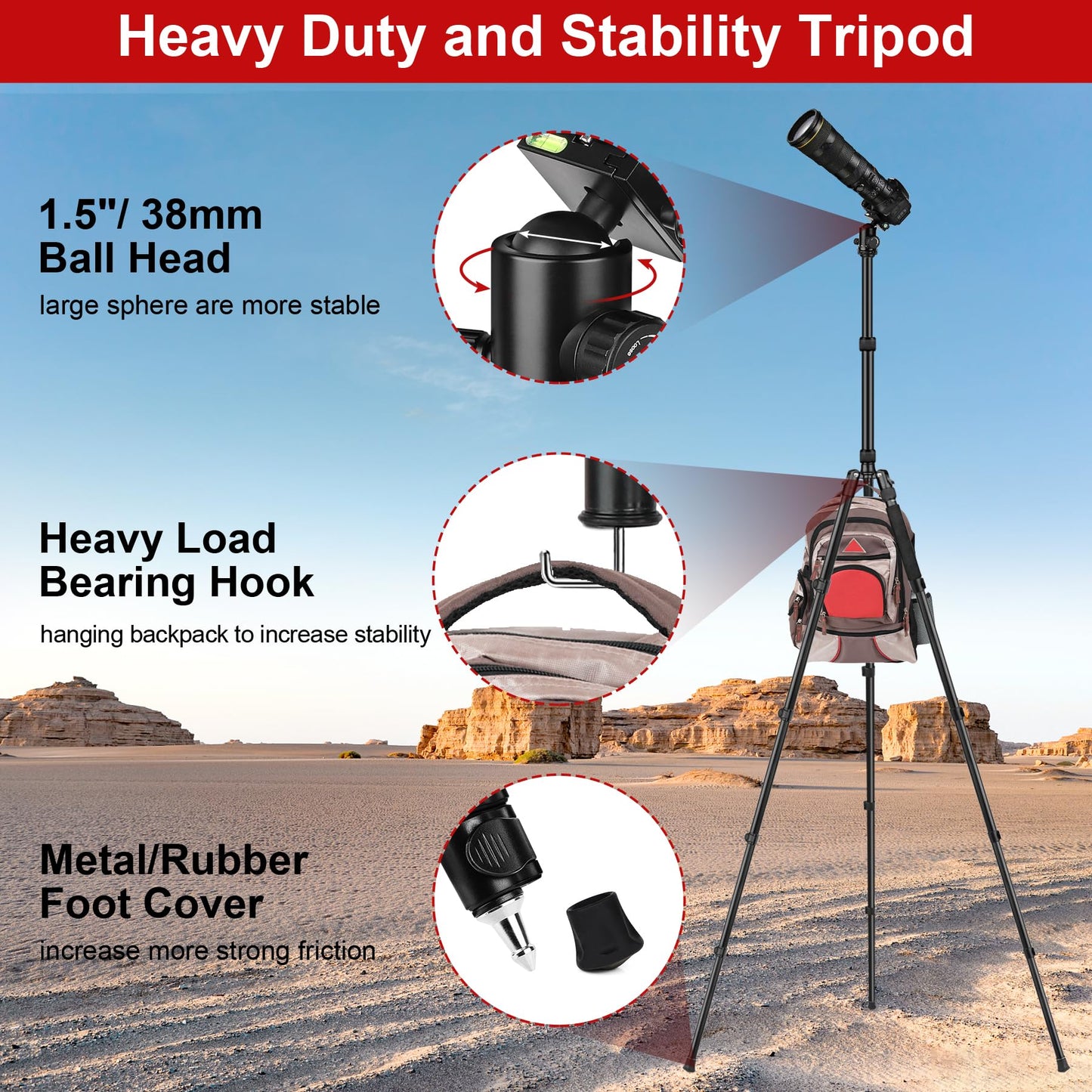 Rubber Feet Tripod Spike, 3 PCS Non-Slip Tripod Monopod Feet Universal