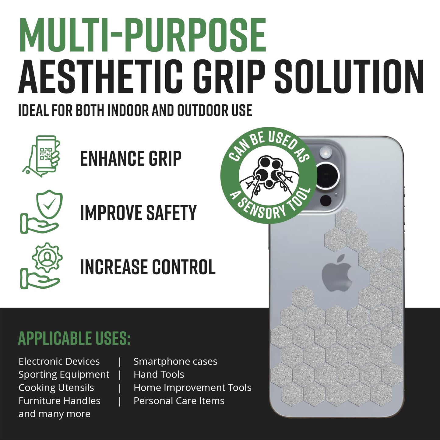 Dragon Grips Clear Rubber Grip Tape - 84 Precut Hex Griptape Stickers (Pack of 1), Non-Slip Adhesive for Cell Phones, Controllers, Guns, and Mouse