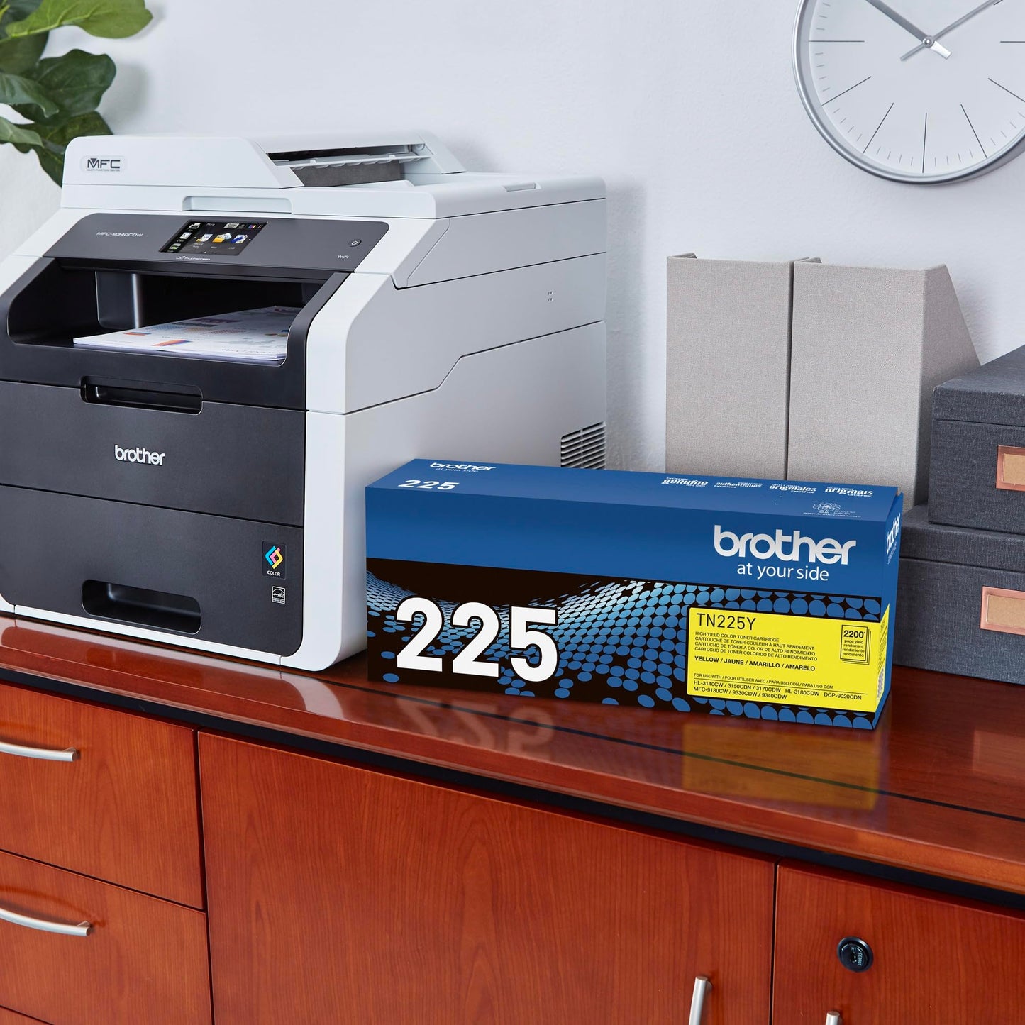 Brother Genuine High Yield Toner Cartridge, TN225Y, Replacement Yellow Toner, Page Yield Up to 2,200 Pages, Amazon Dash Replenishment Cartridge, TN225