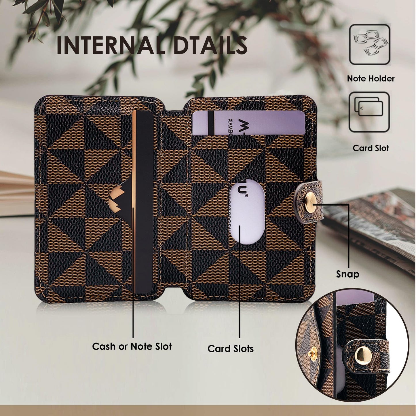 M-Plateau Card Holder for Phone, Stick On Phone Wallet With 3M Adhesive (Brown and Black)