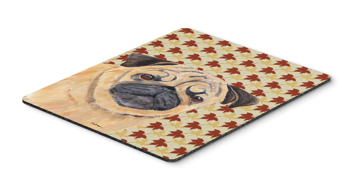 Caroline's Treasures SC9211MP Pug Fall Leaves Portrait Mouse Pad, Hot Pad or Trivet for Home Office Gaming Working Computers Laptop Mouse Mat,Washable