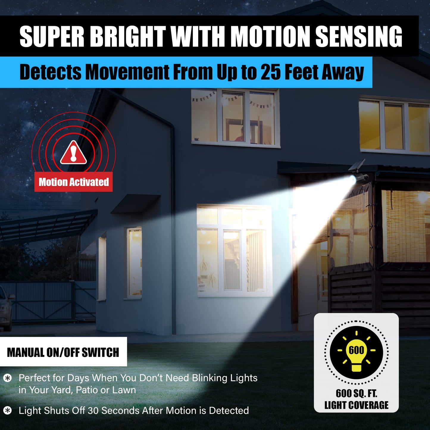 Bell+Howell Bionic Spotlight LED Solar Lights Solar-Powered Spot Light with 25 Feet Motion Sensor Outdoor Waterproof Frost Resistant Yard Outdoor