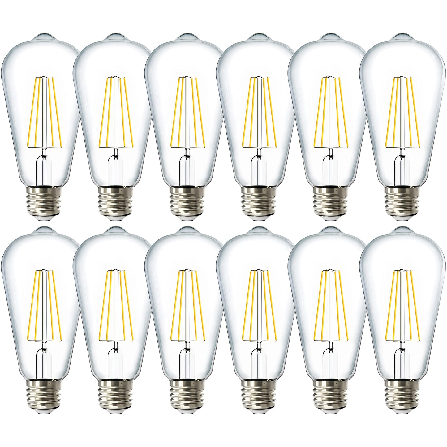 Sunco 12 Pack Edison Bulbs LED ST64 (ST19) Clear Glass Filament, Dimmable
