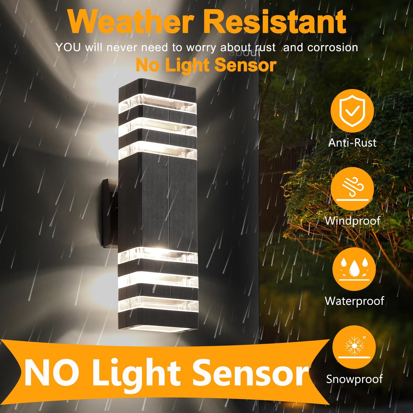 ZSMAIKU 2 Pack LED Up and Down Lights, Outdoor Light Fixture, Exterior Lights for House, GU10 Bulbs 14W IP65 3000K 1200LM Warm White, Square Outdoor